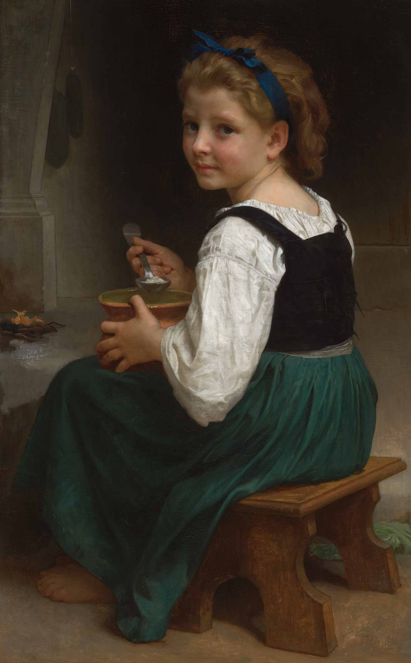 ウィリアム・アドルフ・ブグロー 《粥を食べる少女》 1874年